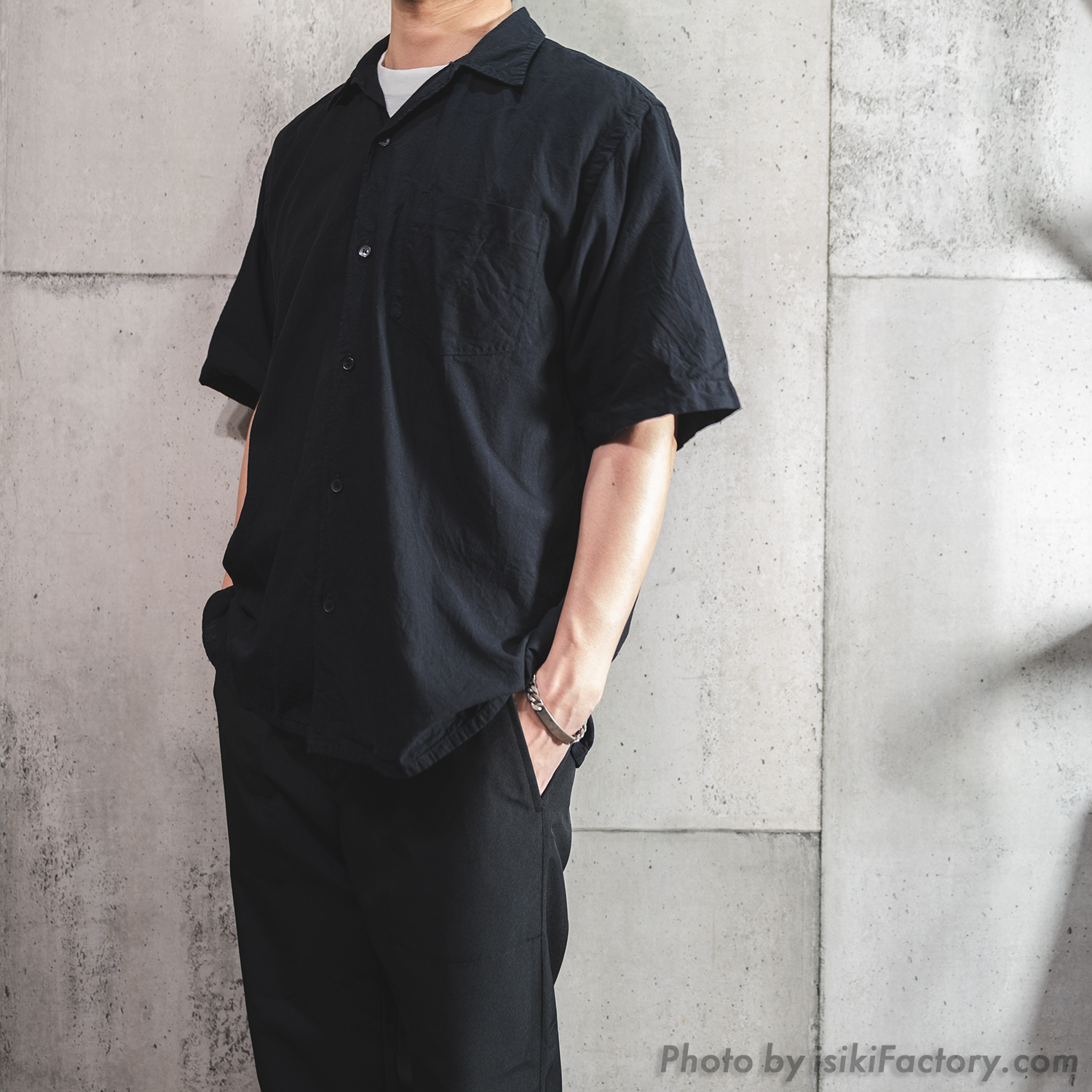 【SALE／10%OFF オープンカラーシャツ ベタシャン コモリ COMOLI サイズ3 黒 ブラック シャツ - www.taewool