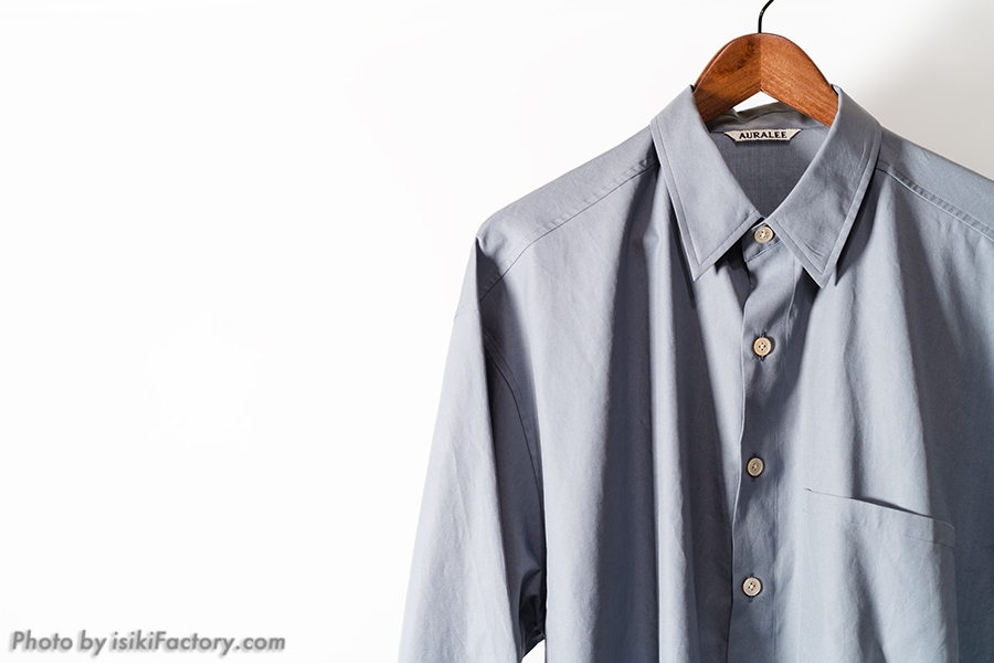 Auralee(オーラリー)半袖ビッグシャツ　ダークブルーグレー　サイズ3 美品 AURALEE オーラリー 半袖シャツ A20SS10TN オーバーサイズ